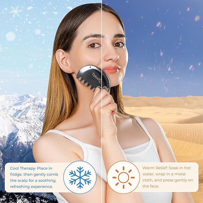 TeraRX® Terahertz Gua Sha Comb – Authentic Terahertz Massage Tool for Scalp, Face & Neck – Anti-Static Scalp Massage Comb for Tension Relief, Circulation & Daily Self-Care Routine