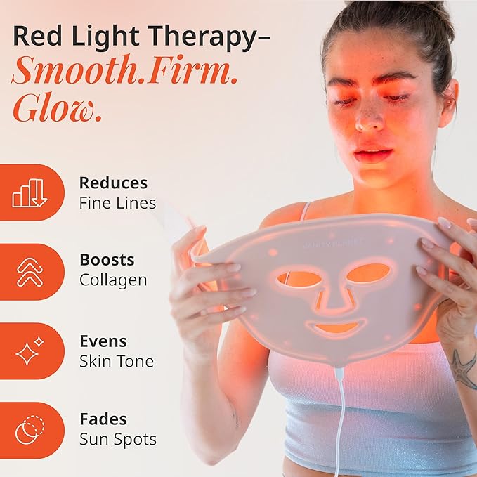 Vanity Planet VANA Red & Blue Light LED Face Mask - Silicone Light Therapy Mask for Anti-Aging, Acne Treatment - Adjustable, Lightweight, Reusable