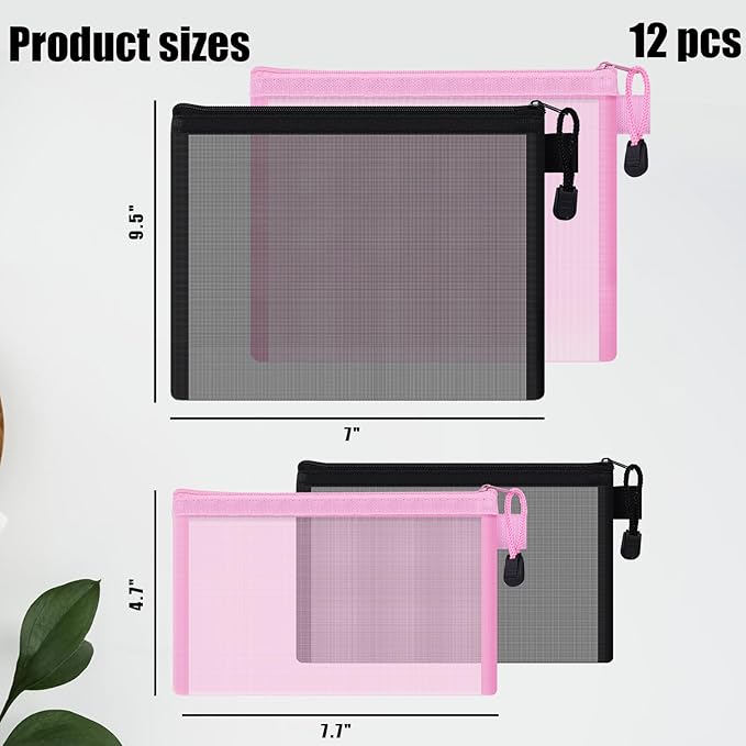 Koogel 12pcs mesh cosmetic bags,