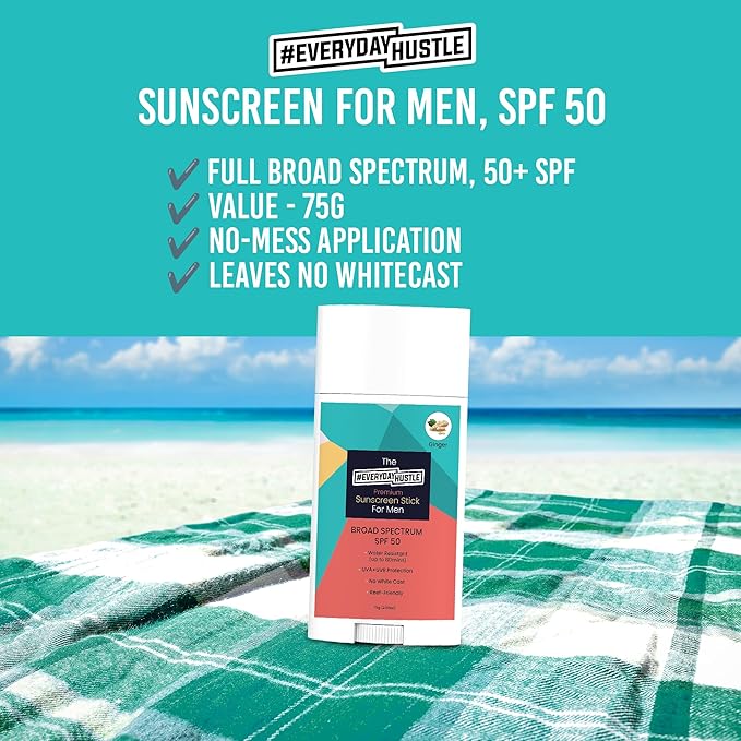 #EverydayHustle Sunscreen Stick For Men, Broad Spectrum SPF 50 Protection for Face and Body, No-Mess Application, 75g