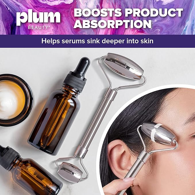 Stainless Steel Roller - Face Roller - Gua Sha Facial Tools, Rollers for Face, Skin Care Kit for Men Women, Guasha Tools for Faces, Facial Care Reduces Under-Eye Puffiness and Dark Circles