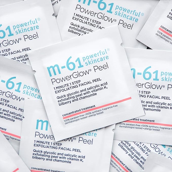 m-61 PowerGlow Peel | Exfoliating Facial Peel With Glycolic, Salicylic Acid. 1 Minute, 1 Step - 30 Treatments