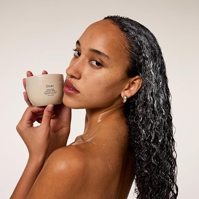 OUAI Thick Hair Mask - Deep Conditioning Hair Mask with Almond Oil, Olive Oil, & Hydrolyzed Keratin to Restore Damaged Strands - Phthalate & Paraben Free (8 fl oz)