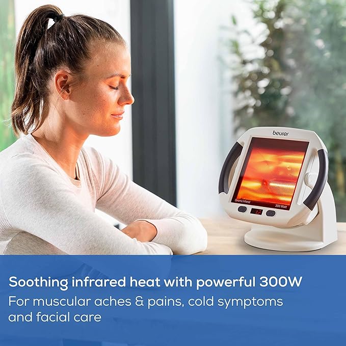 Beurer IL50 Infrared Heat Lamp Heated Red Light Therapy Lamp for Body, Face, Sinuses, & Skin - Effective Muscle Pain & Cold Relief Treatment by Improving Blood Circulation