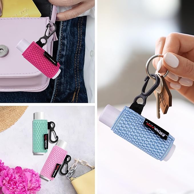 3PCS Lip Balm Holder Sleeves Keychain