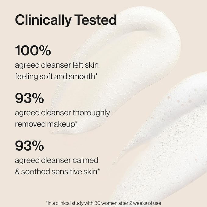 Honest Beauty Sensitive Skin Calming Cream Cleanser | Gently Cleanses, Hydrates, + Calms Skin | Hypoallergenic, Fragrance Free, Vegan | 4 fl oz