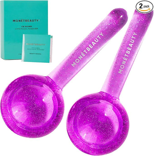 Ice Globes for Face, Freezer Safe and Highly Effective Facial Globes for Daily Beauty Routines, Face Roller to Tighten Skin, Reduce Puffiness, Enhance Circulation and Complexion (Purple)