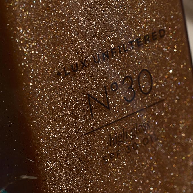 '+ Lux Unfiltered N°30 Shimmer Body Oil with SPF 30 - Hydrating & Nourishing High Gloss Tanning Oil, Instant Bronze Shimmer Sunscreen - Oxybenzone Free - Broad Spectrum Sunscreen SPF 30