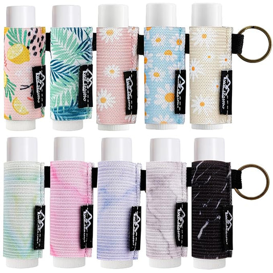 WK IEASON 10PCS Lip Balm Holder Keychain Bulk Gloss