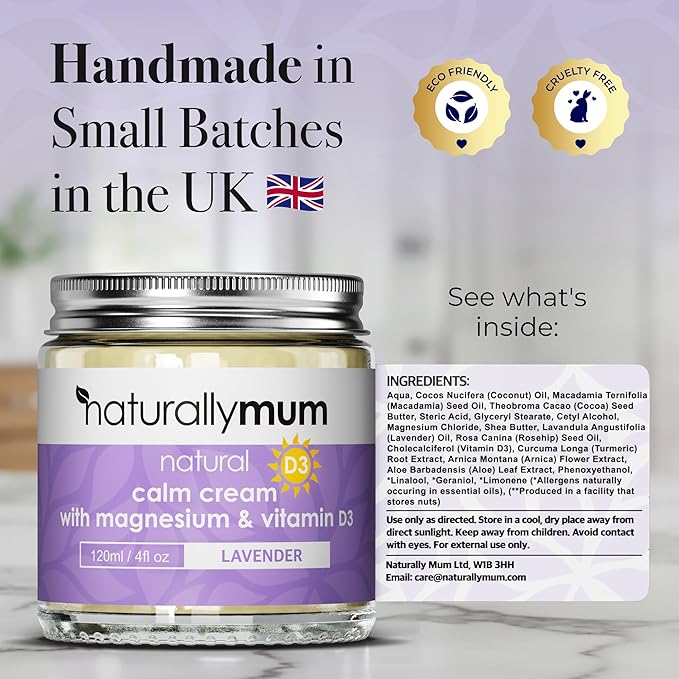 Magnesium Cream with Vitamin D3 [4 Fl Oz] - Magnesium and VIT D Lotion - Turmeric & Arnica Calm Cream - Magnesium and VIT D3 - Lavender