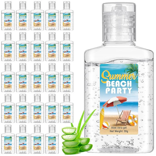 24 Pcs Mini Aloe Vera Gel 1oz Soothing Moisture Aloe Gel Travel Size Aloe Vera Gel Moisturizing Face Skin Aloe Vera Gel Bulk for Thank You Gifts Summer Beach Wedding Party Supplies (Beach)