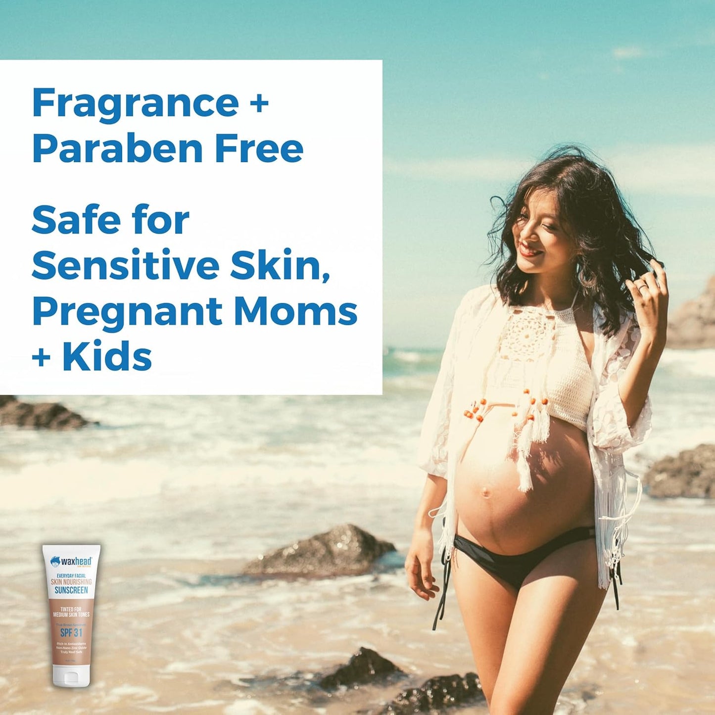 Waxhead Tinted Mineral Sunscreen for Face – Sheer Glow BB Cream Moisturizer with SPF 31, Non-Nano Zinc Oxide, Unscented, Non‑Comedogenic Mineral Facial Sunscreen, Wear under Makeup (Medium Tint 4oz)