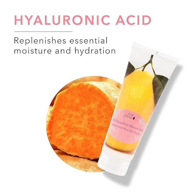 100% PURE Pink Grapefruit Shower Gel Natural Foaming & Hydrating Body Wash - Deeply Moisturizing Gentle Soap Cleanser for All Skin Types, Even Sensitive - Gluten-Free - 8 Fl Oz