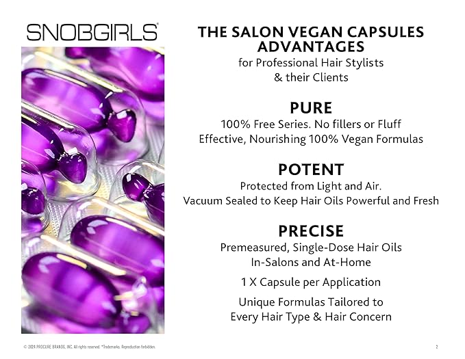 Thickening Hair Oil Capsules – SNOBGIRLS NORMADENSE – Vegan Leave-In Serum for Normal to Thin-Looking Hair – With Biotin, Niacinamide & Ceramides – Fuller-Looking, Denser Hair – 15 Ct
