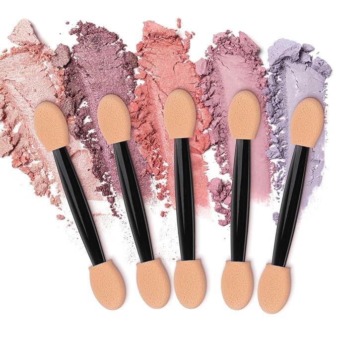 1000 Eye Shadow Applicator Disposable Foam Makeup Brush Sponge Tipped Oval Eyeshadow Applicators Dual Sides Black