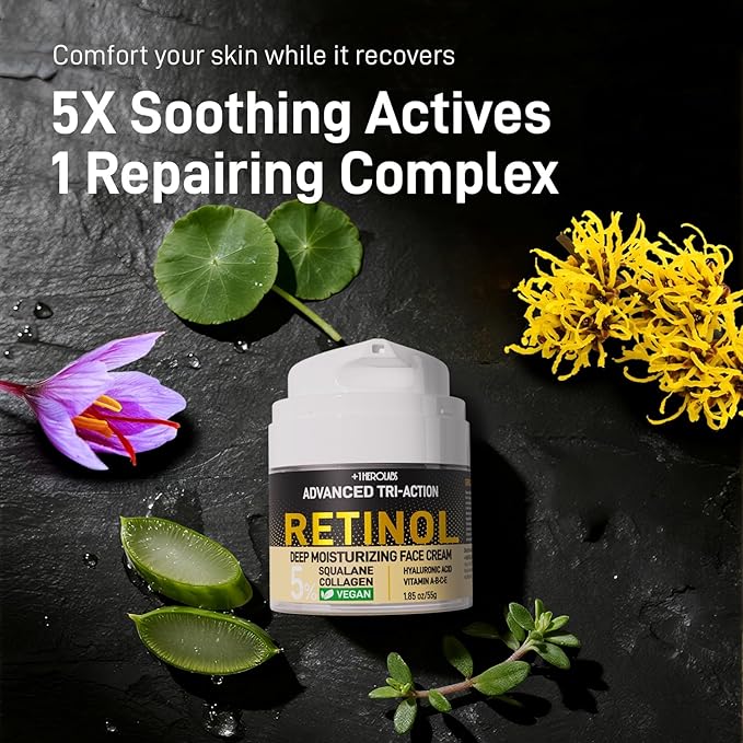 Retinol Cream for Face, Anti Aging Moisturizer with Triple Retinol Complex, Hyaluronic Acid, Collagen, Peptides, Niacinamide & 50000ppm Squalane, Wrinkle Cream for Women, Fragrance Free