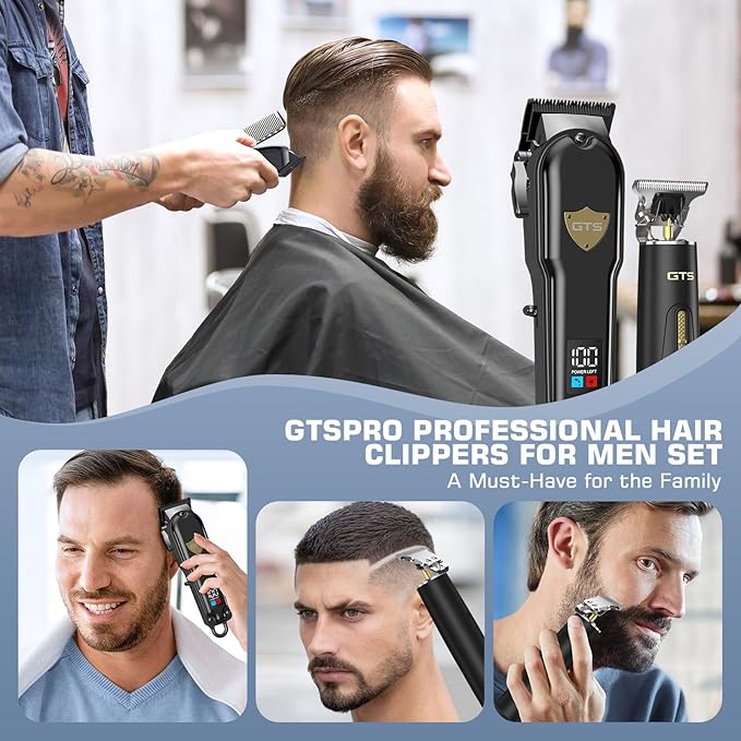 GTSPro Hair Clippers for Men, Clippers and Trimmers Set, Barber Clippers, Electric Hair Trimmer with Box, Gifts for Men Black