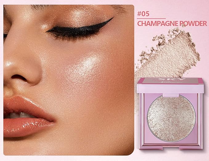 MAEPEOR Face Highlighter Palette 8 Colors Smooth Shimmer Champagne Powder)
