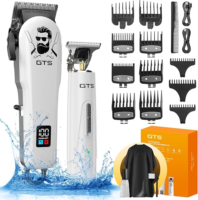 GTSPro Hair Clippers for Men, Clippers and Trimmers Set, Barber Clippers, Electric Hair Trimmer with Box, Gifts for Men White