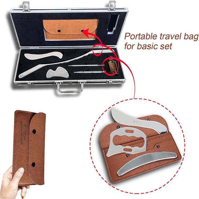 BYYDDIY 17 in 1 Stainless Steel Gua Sha Muscle Scraper Tools Family Kit, Scraping Massage Tool,Massage Scraper Tools for Physical Therapy (17in1)