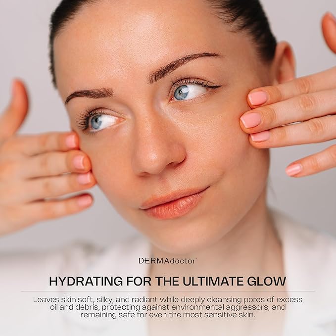 DERMAdoctor Jojoba Oil for Face Wash – Gentle Face Cleansing oil Makeup Remover for Sensitive Skin – Unscented Dermatologist Tested Hydrating Cleanser with Jojoba & Hibiscus Extract, 6.67 fl oz