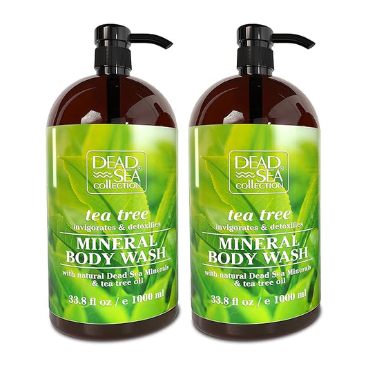 Dead Sea Collection Tea Tree Body Wash – Hydrating Shower Gel with Dead Sea Minerals & Tea Tree Oil – Scented Body Wash for Dry & Sensitive Skin – For Women & Men – Pack of 2 (67.6 fl oz)