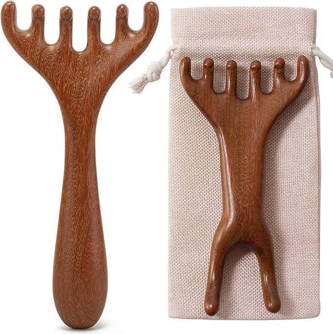 Wooden Massage Comb for Scalp, Neck, Feet, Leg, Foot Massager Tool, Scalp Gua sha Comb, Wooden Head Massager - 2 Pack