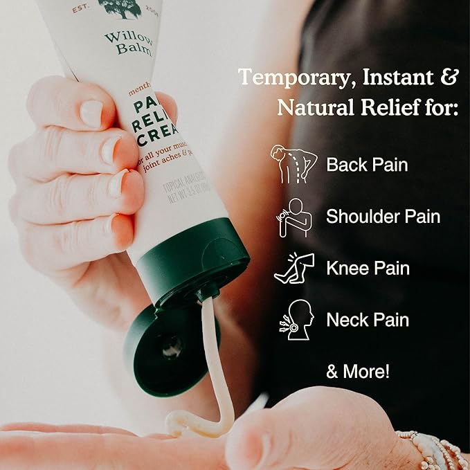 Nature's Willow Willow Balm Natural Pain Relief Cream for Muscles & Joints | Fast-Acting with Willow Bark & Menthol | Free from Artificial Fragrances & Dyes | 1-Pack | 3.5 fl oz