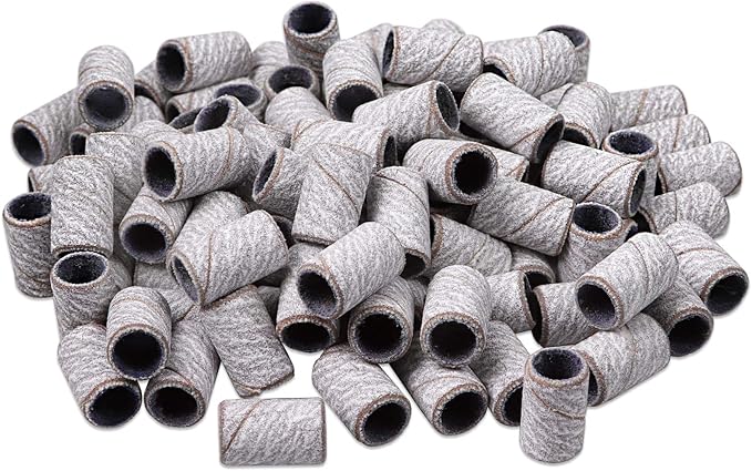 100 Pieces Large Nail Sanding Bands Professional Nail Manicure Great Fit for Nail Drill Bits for Acrylic Nails (240 Grit, Zebra)