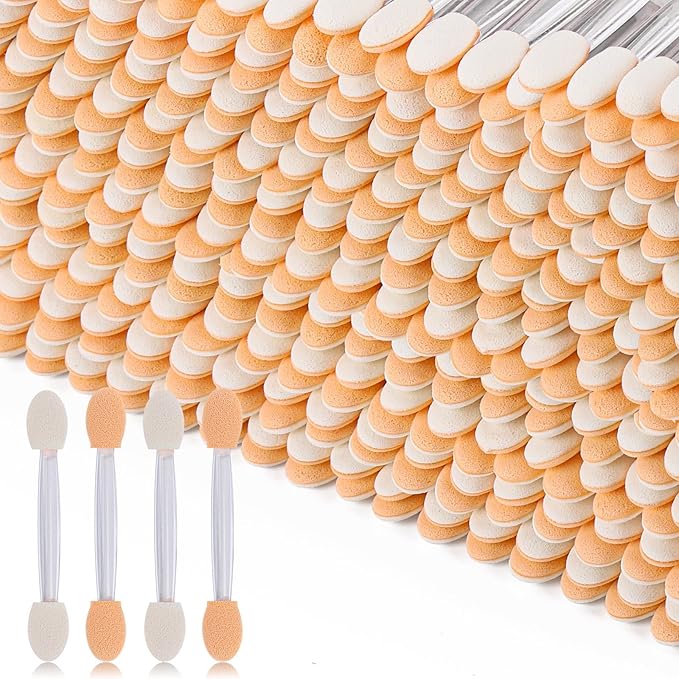 1000 Eye Shadow Applicator Disposable Foam Makeup Brush Sponge Tipped Oval Eyeshadow Applicators Dual Sides Clear