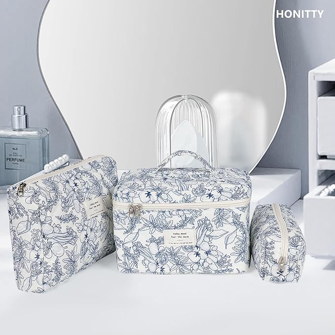 Makeup bag, quilted makeup bag,large