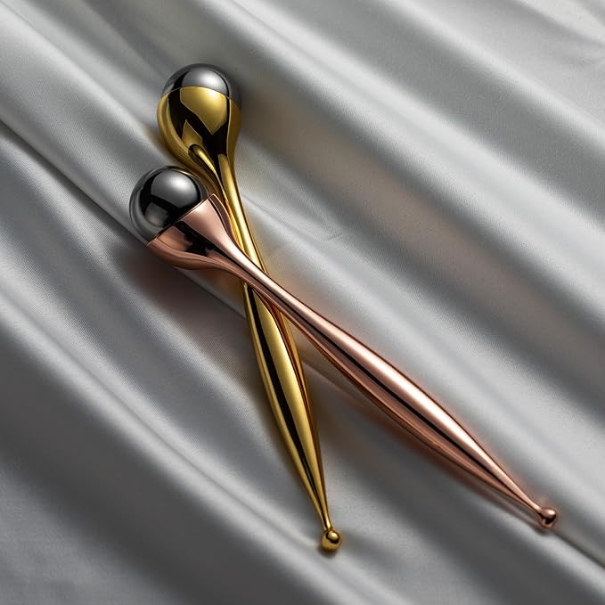 LISAPACK Metal Eye Cream Roller Wand, Face Massage, Facial Massager for Applicator, Reduce Puffiness (Gold)
