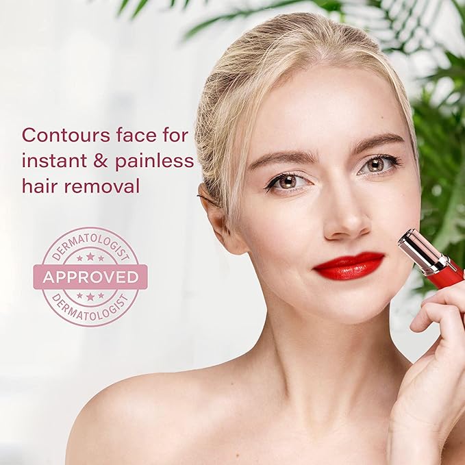 Facial Hair Removal for Women | Electric Razor Device Small Mustache Dermaplaning Remover Tools Tweezers Epilator Trimmer Face Dermaplane Shavers Beauty Gadgets Set Accessories by VISOFO (Rubin)