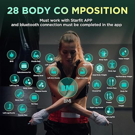 RunStar Smart Scale for Body Weight FSA&HSA Eligible, 8-Electrode Digital Bathroom Scale with BMI, Body Fat Percentage & Muscle Mass to 28 Body Composition and Printable Body Analysis Report