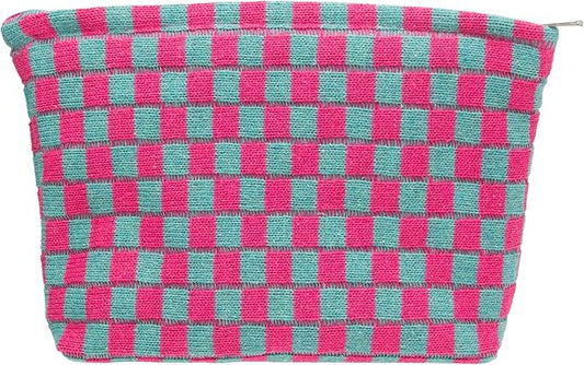Pazimiik knitted checkered makeup bag