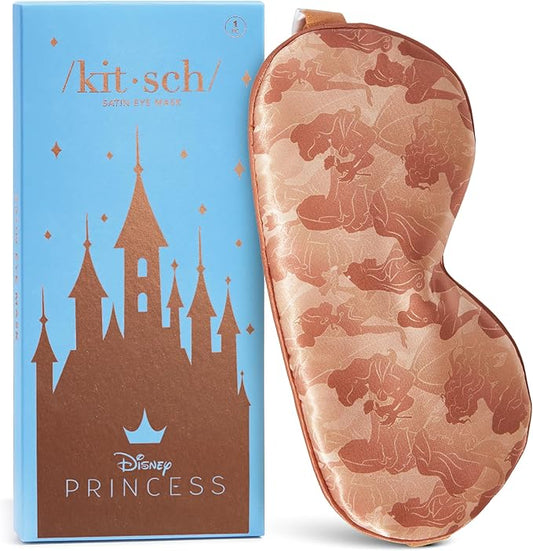 Kitsch x Disney Satin Sleep Mask - Eye Mask for Sleep, Softer Than Silk Satin Sleeping Mask Blindfold and Sleep Masks for Women and Men, Eye Care Travel Essentials - Princess Party