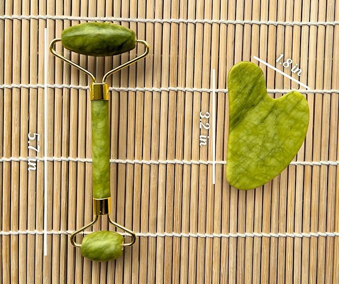 Gua Sha & Jade Roller Set, Facial Tools, for Face and Body Massage,Great for Skin Care,Anti Ageing Device,Wrinckle Remover,Jawline Shaper,Perfect Self Care Gift for Women and Man