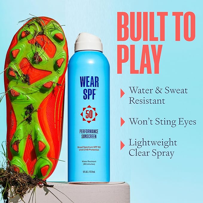 Wear SPF Performance Sport Sunscreen Spray – Water & Sweat-Resistant SPF 50, 3-pack
