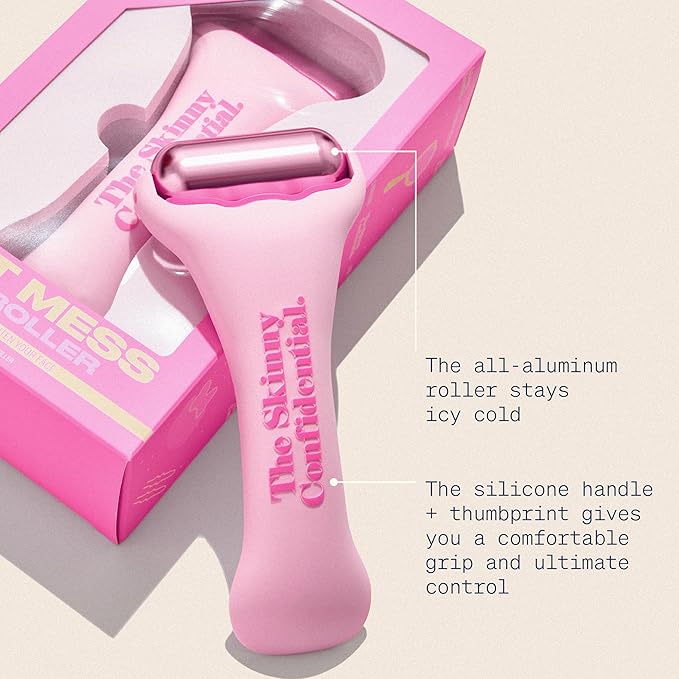 The Skinny Confidential HOT Mess Ice Roller for Face - Facial Roller Skincare Tools Contour, Tighten & De-Puff Skin - Self Care Beauty Gift for Women & Men for Clear, Radiant & Smoother-Looking Skin