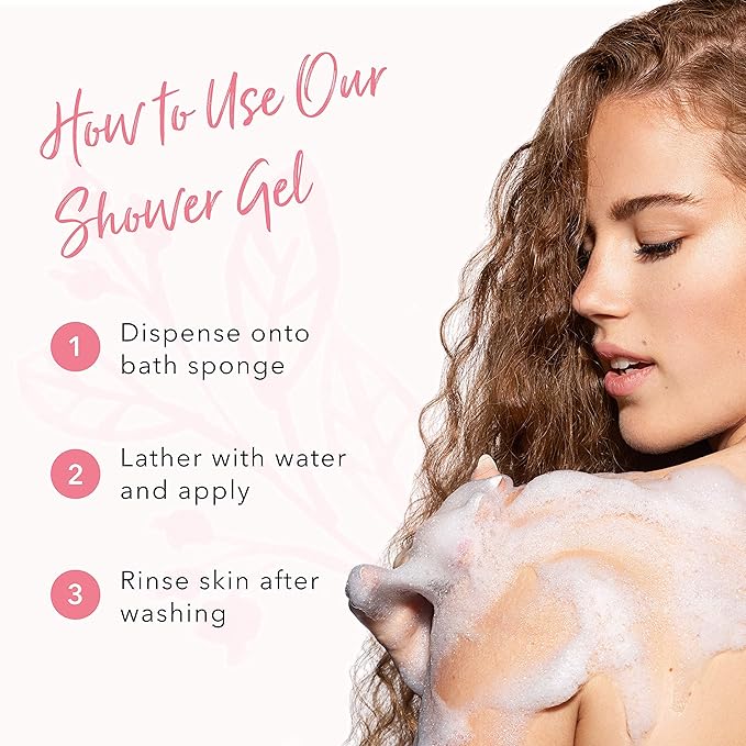 100% PURE Pink Grapefruit Shower Gel Natural Foaming & Hydrating Body Wash - Deeply Moisturizing Gentle Soap Cleanser for All Skin Types, Even Sensitive - Gluten-Free - 8 Fl Oz