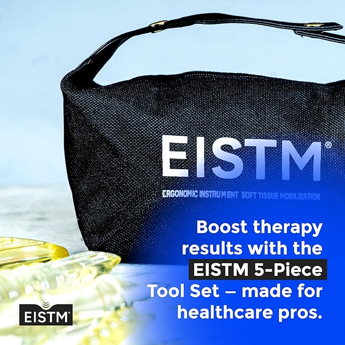 5-Piece Golden Glow Tool Set – Muscle Scraping & Massage Tools for Gua Sha, ASTYM, Graston, Myofascial Release – Physical Therapy Kit w/Black Carry Case