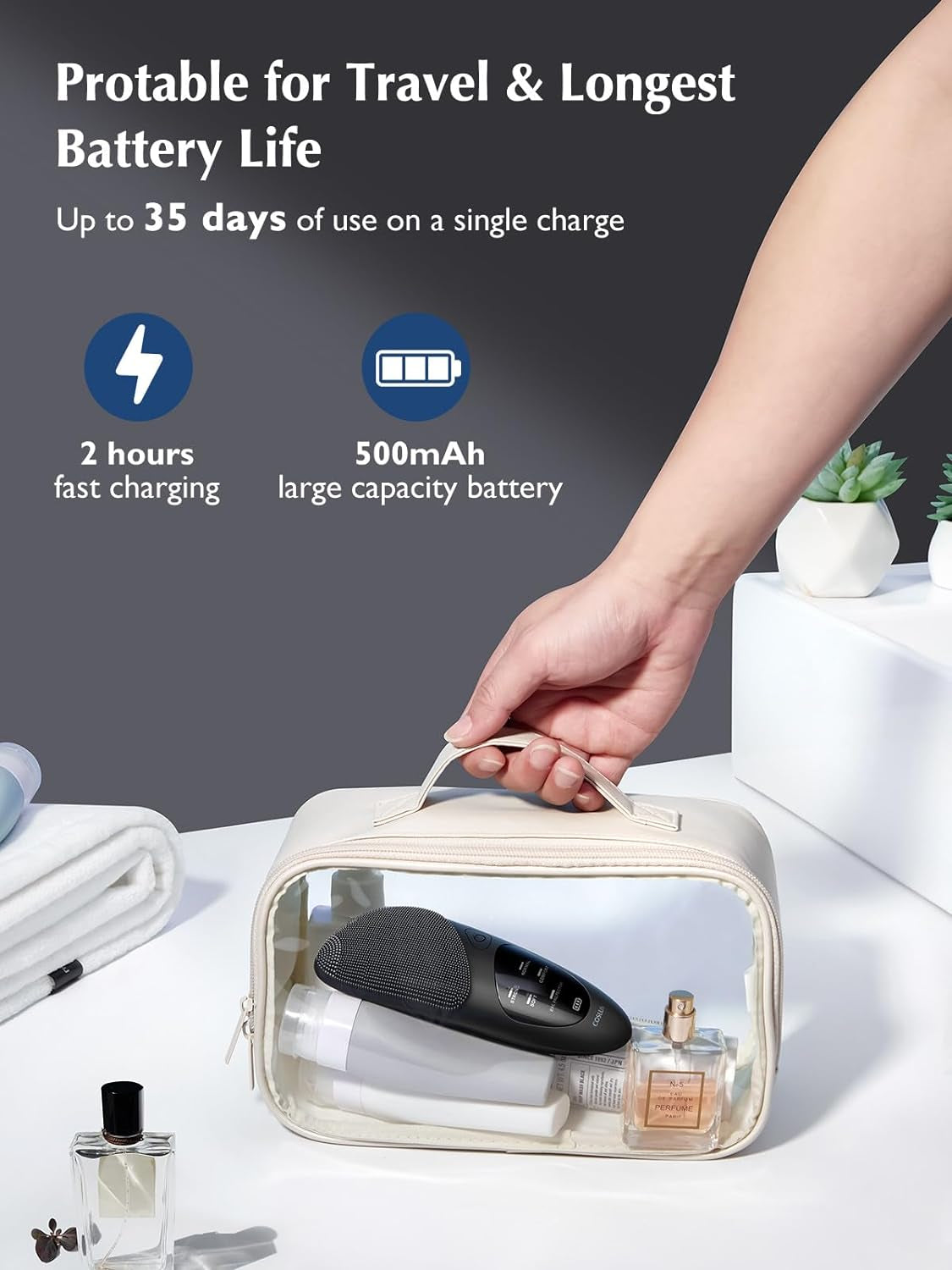 Face Scrubber Facial Cleansing Brush: Silicone Portable Waterproof Rechargeable Face Wash Brush, 4 Cleansing Modes, Electric Face Exfoliator for Men Women Cleaning, Exfoliating, Massaging