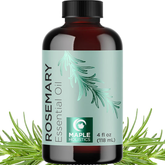 Pure Rosemary Essential Oil with Dropper - Undiluted Rosemary Oil for Hair Skin and Nails and Refreshing Aromatherapy Oil for Diffusers - Essential Oil for Cleansing Dry Scalp Care 4Oz