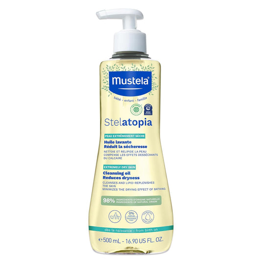 Stelatopia Eczema-Prone Skin Cleansing Oil - Baby Body Wash with Natural Avocado & Sunflower Oil - Family Skin Care Essentials - EWG Verified - Fragrance-Free & Tear Free - 16.9 Fl. Oz.