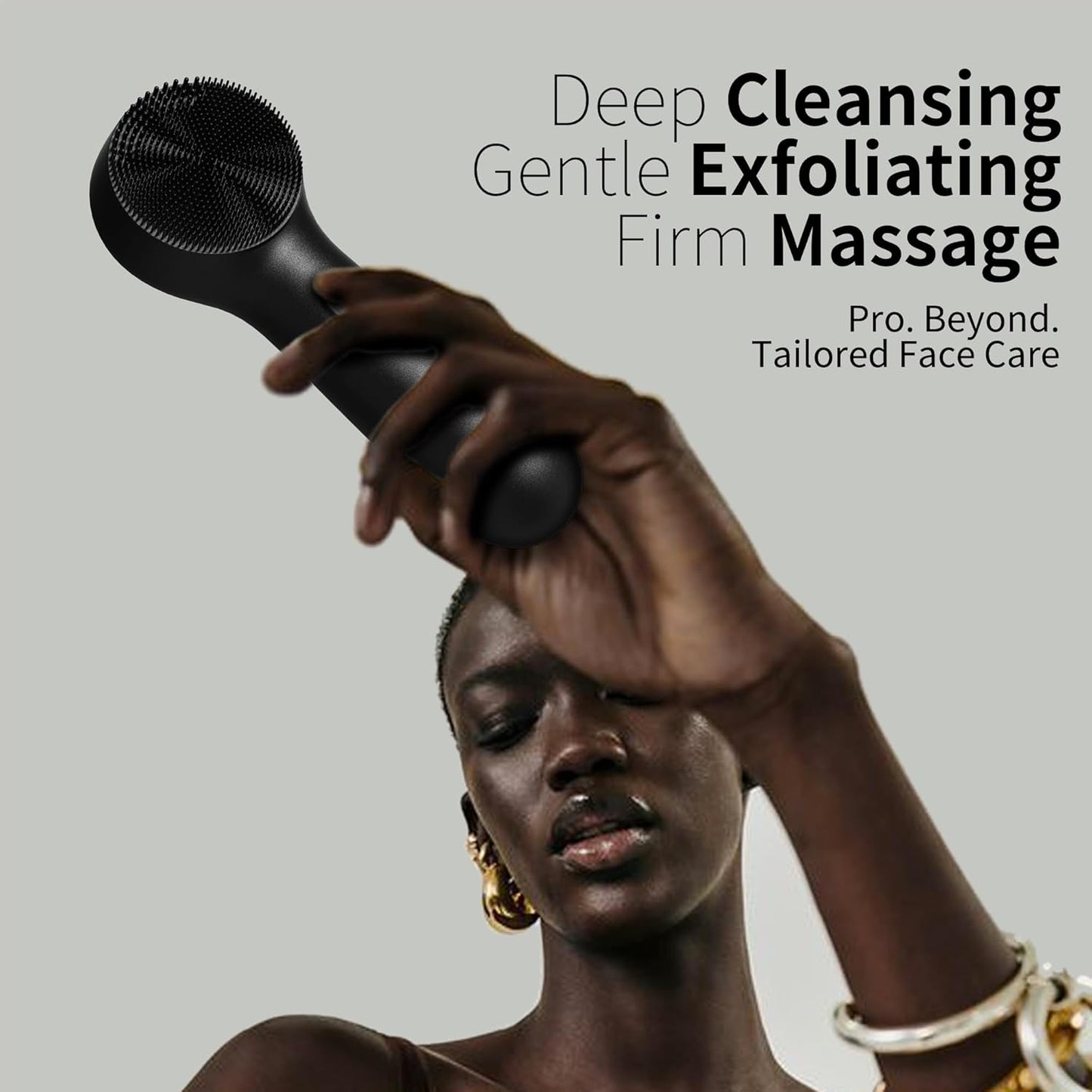 Silicone Face Scrubber,  CLIE 2.0 Facial Cleansing Brush, Rechargeable, Waterproof Face Scrub Brush for Cleansing, Exfoliating, Massaging, Electric Facial Exfoliator for Women & Men - Black